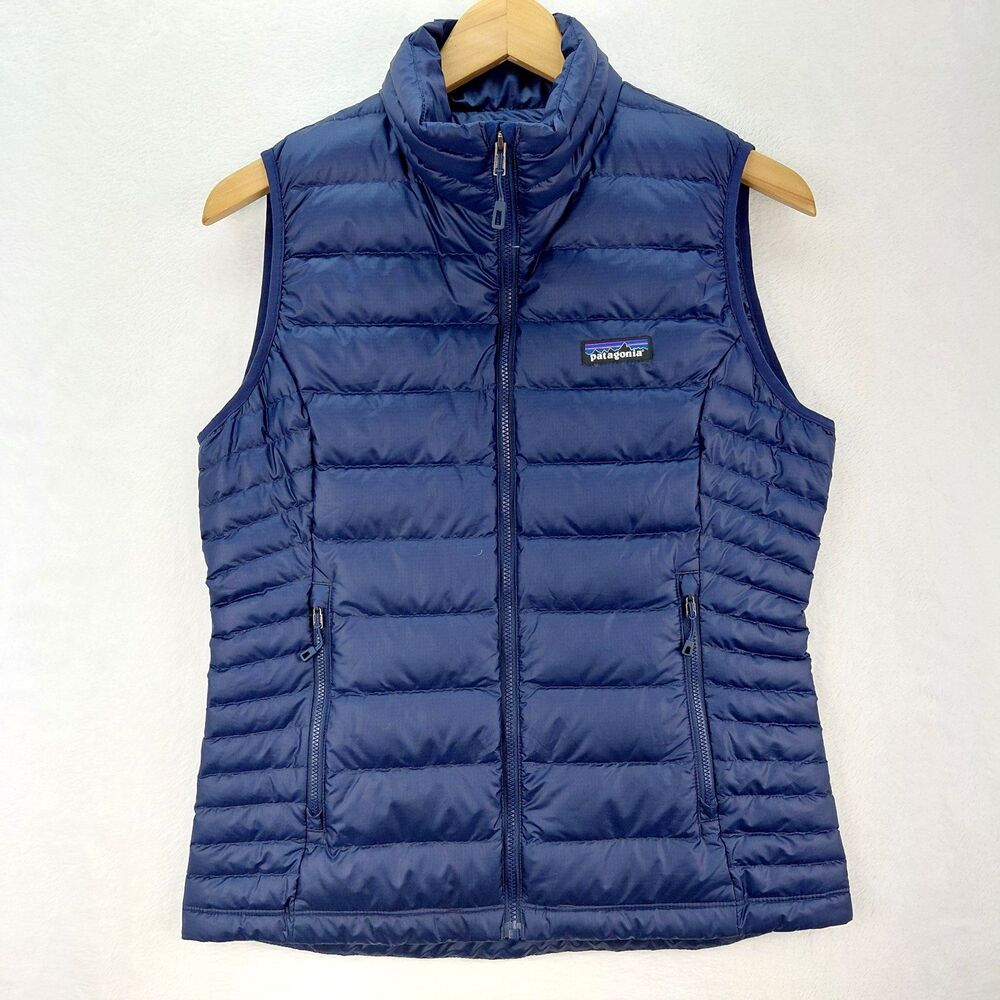 Patagonia Down Puffer Sweater Vest Womens Small Blue Full Zip 800 Fill Packable